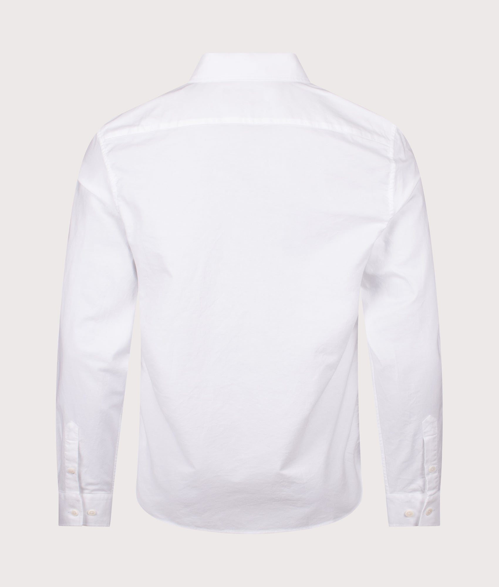 Belstaff Slim Fit Street Shirt in White at EQVVS Menswear. Back shot.