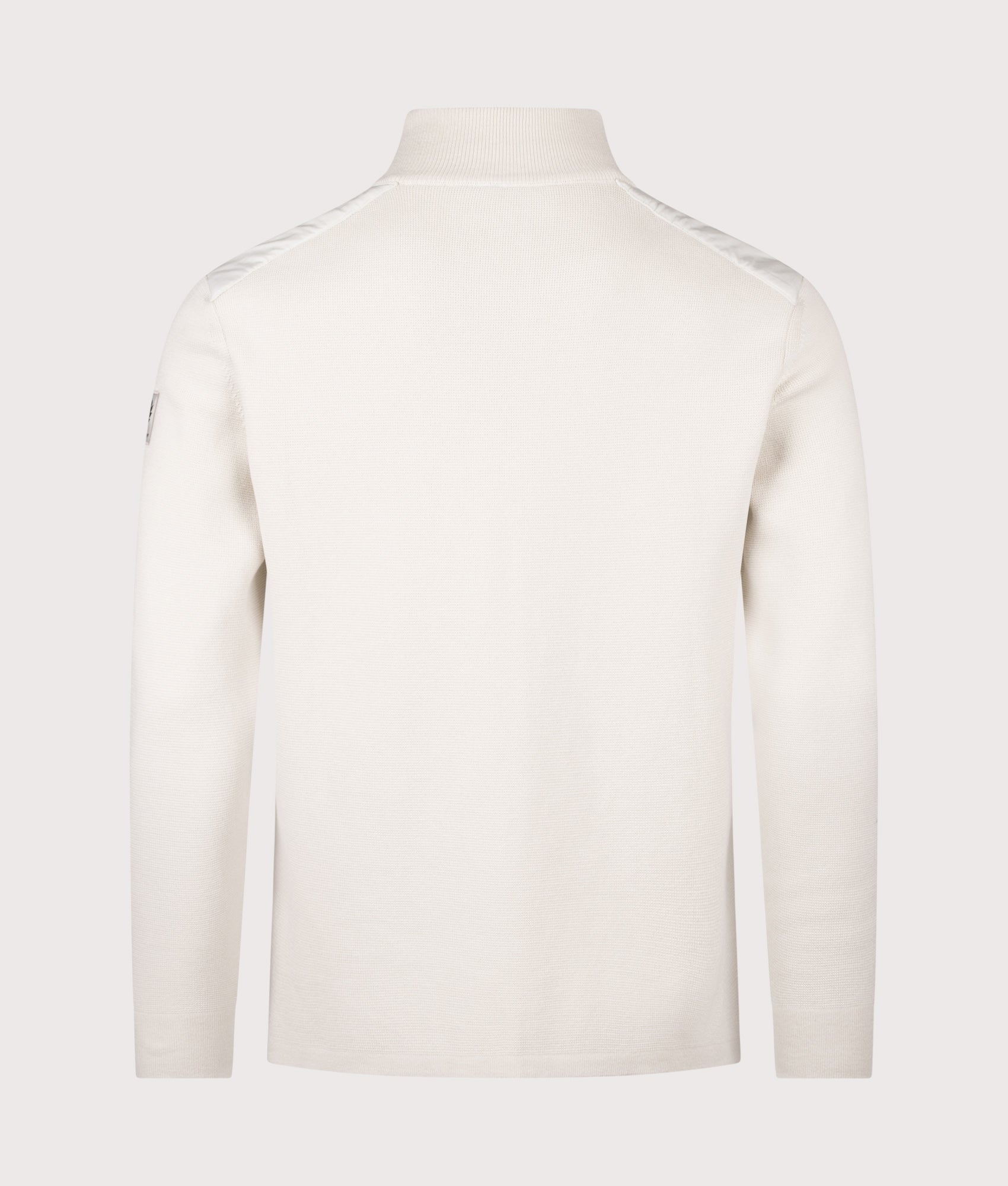 Belstaff Verge Zip Cardigan in Silver Birch at EQVVS Menswear. Back shot.