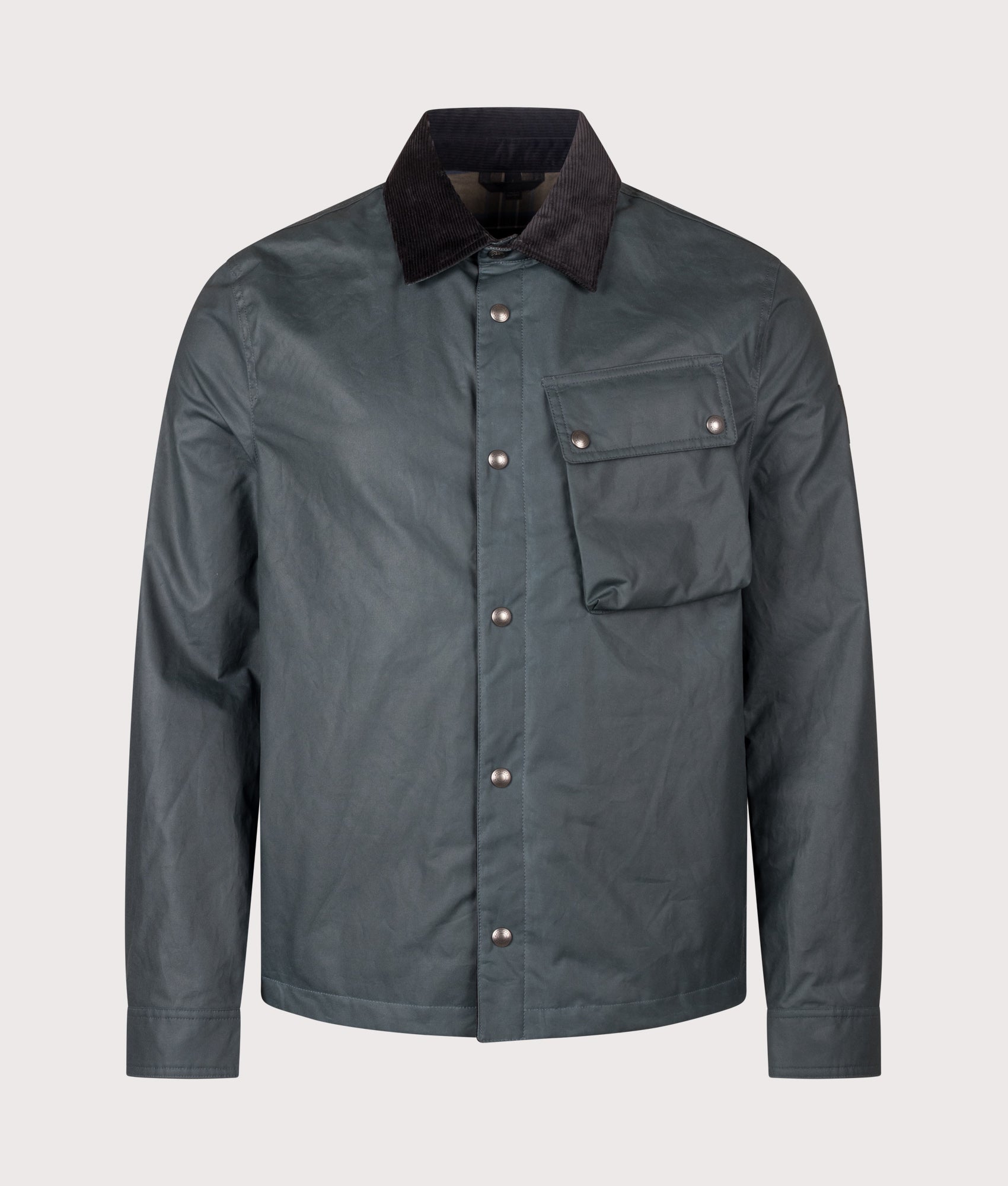 Belstaff Regular Fit Ground Jacket in Petrol at EQVVS Menswear. Front shot.