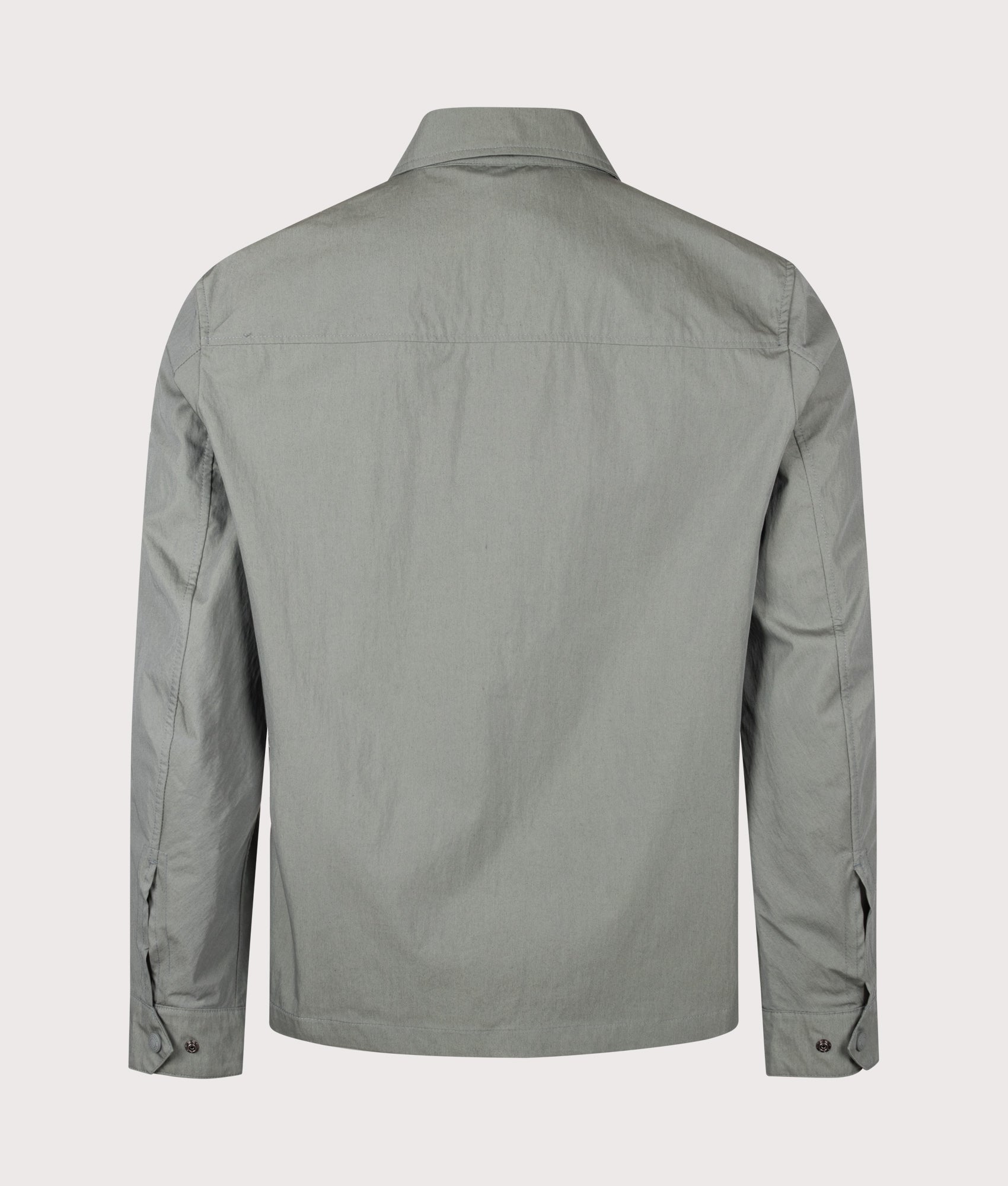 Belstaff Regular Fit Cargo Overshirt in Atlantic Grey at EQVVS Menswear. Back shot.