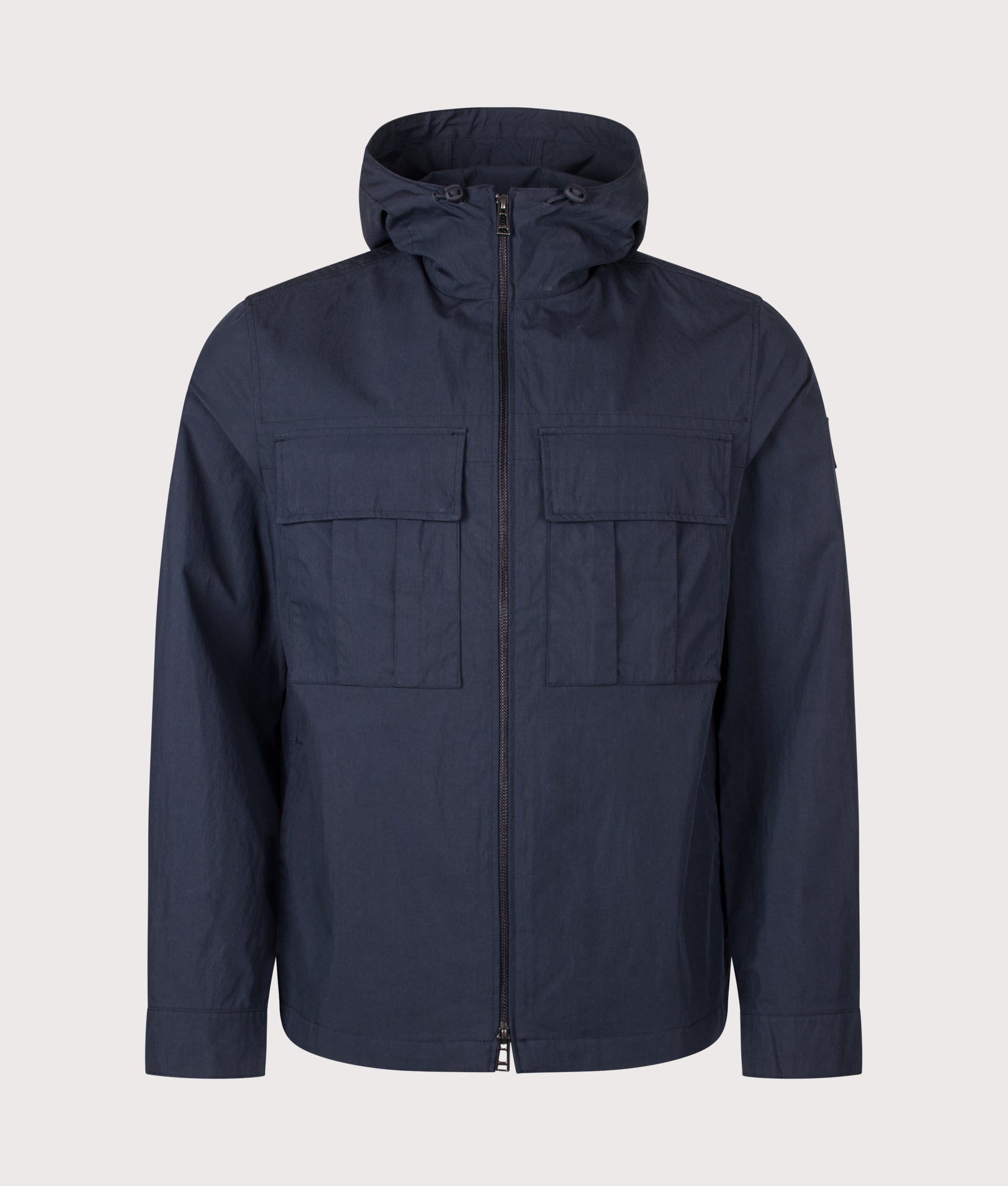 Belstaff Regular Fit Container Overshirt in Dark Ink at EQVVS Menswear. Front shot.