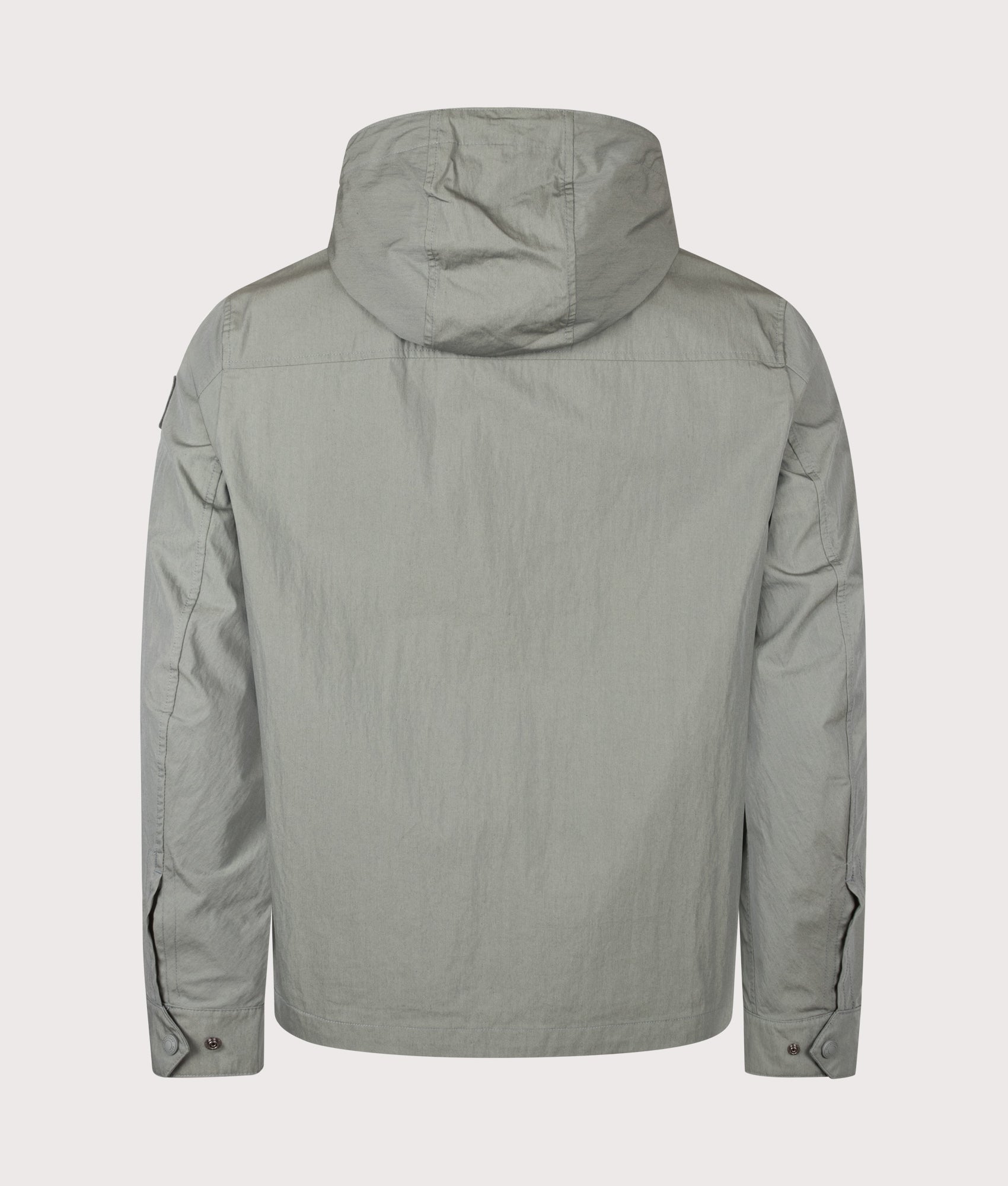 Belstaff Regular Fit Container Overshirt in Atlantic Grey at EQVVS Menswear. Back shot.