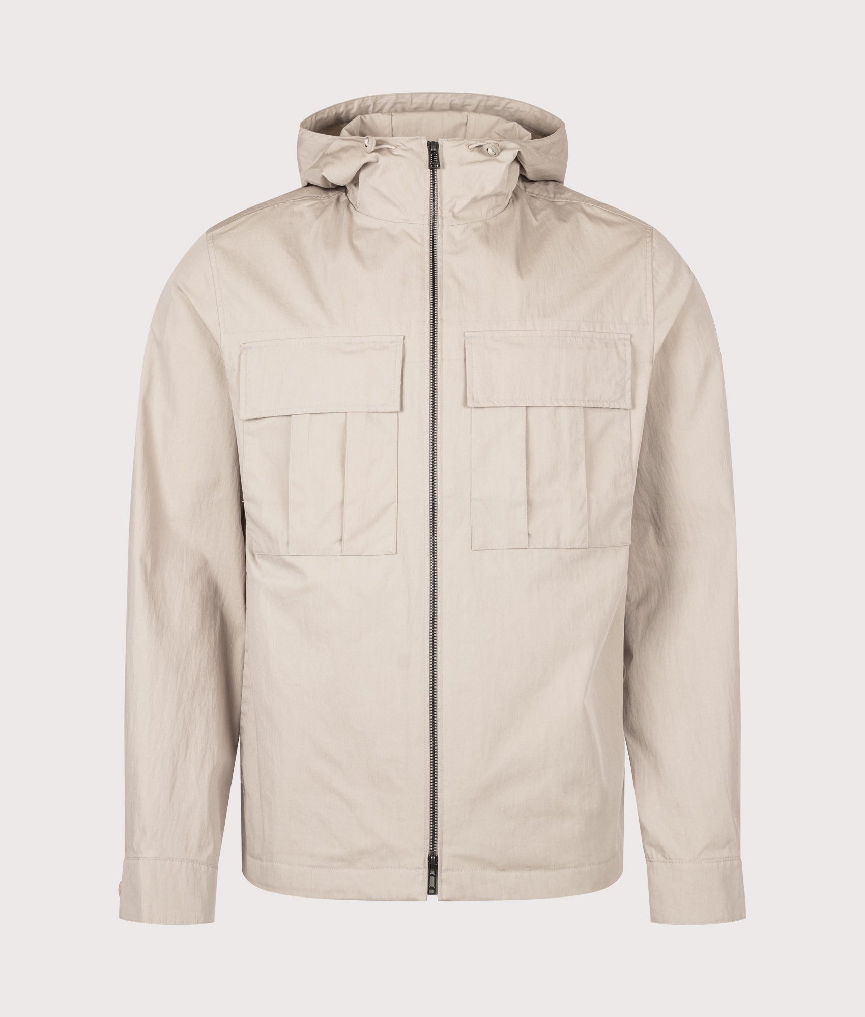 Belstaff Regular Fit Container Overshirt in Concrete at EQVVS Menswear. Front shot.