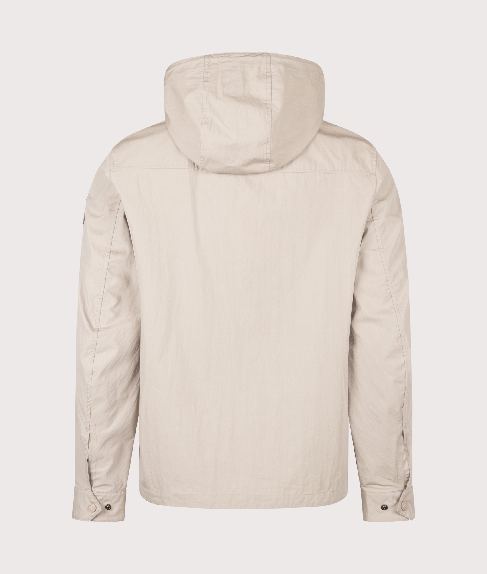 Belstaff Regular Fit Container Overshirt in Concrete at EQVVS Menswear. Back shot.