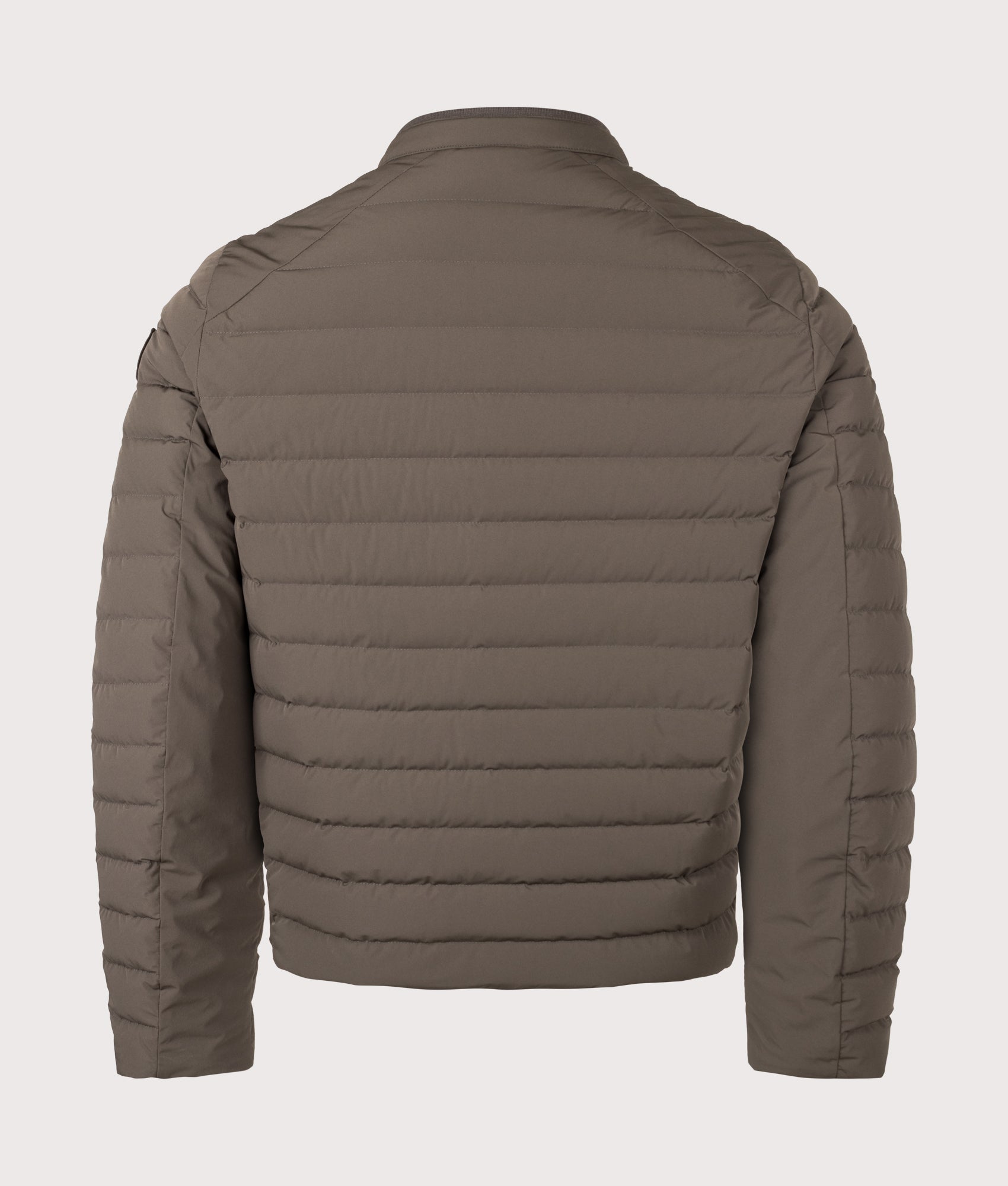Belstaff Regular Fit Chassis Jacket in Army Olive at EQVVS Menswear. Back shot.
