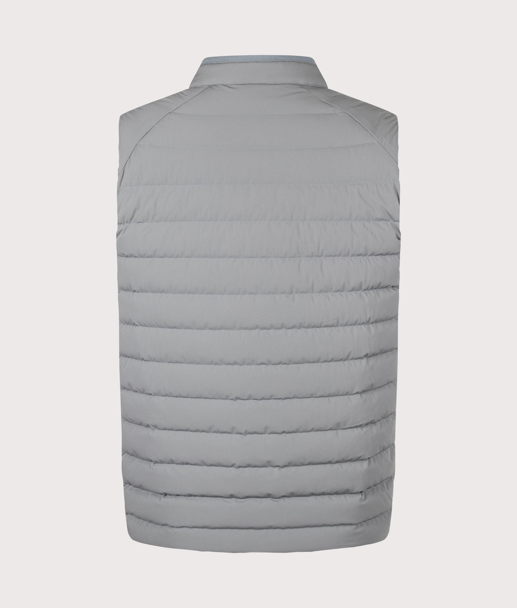 Belstaff Regular Fit Chassis Gilet in Atlantic Grey at EQVVS Menswear. Back shot.