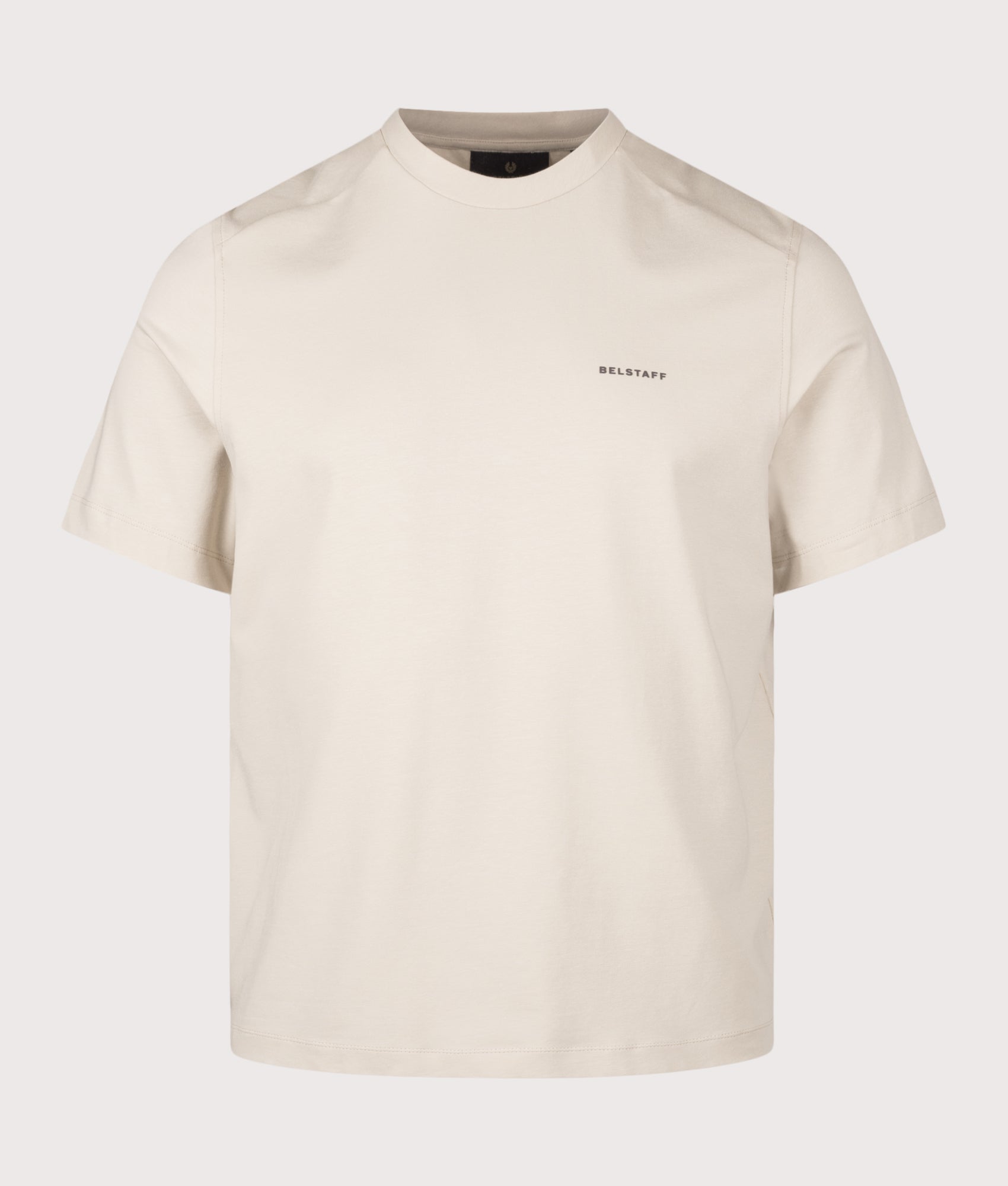 Belstaff Regular Fit Alloy T-Shirt in Pale stone at EQVVS Menswear. Front shot.