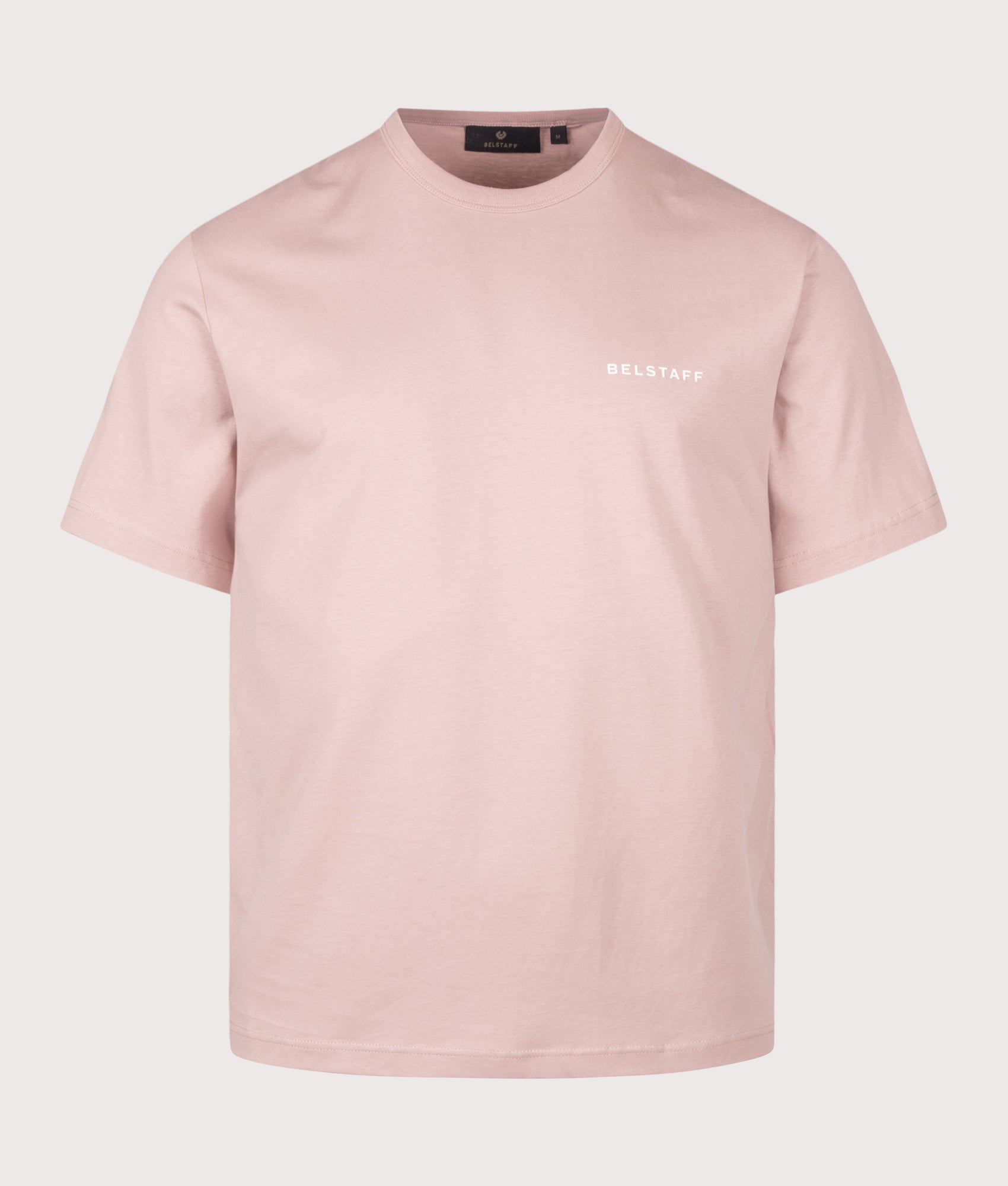 Belstaff Relaxed Fit Border T-Shirt in Dusk Pink at EQVVS Menswear. Front shot.