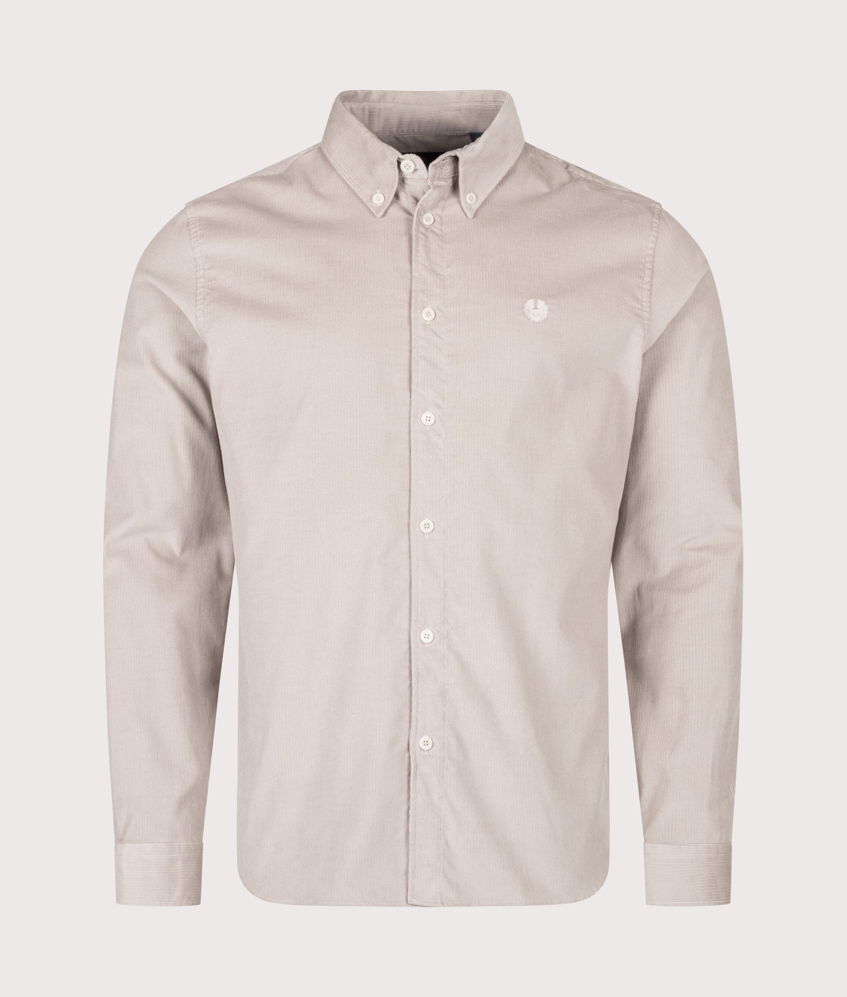 Belstaff Regular Fit Street Shirt in Concrete at EQVVS Menswear. Front shot.