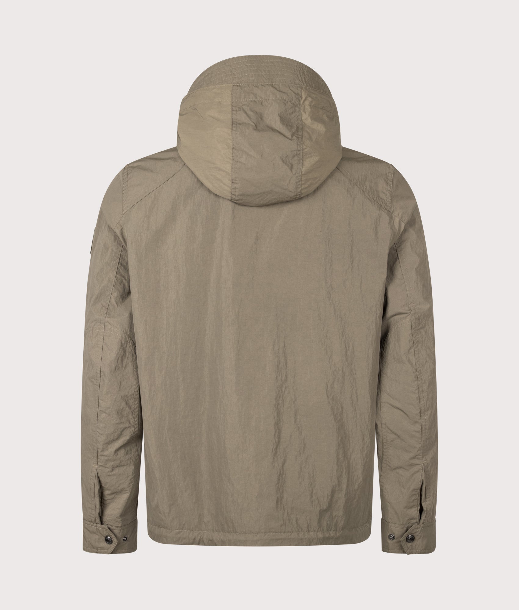 Belstaff Regular Fit Marsh Jacket in Khaki Green at EQVVS Menswear. Back shot.