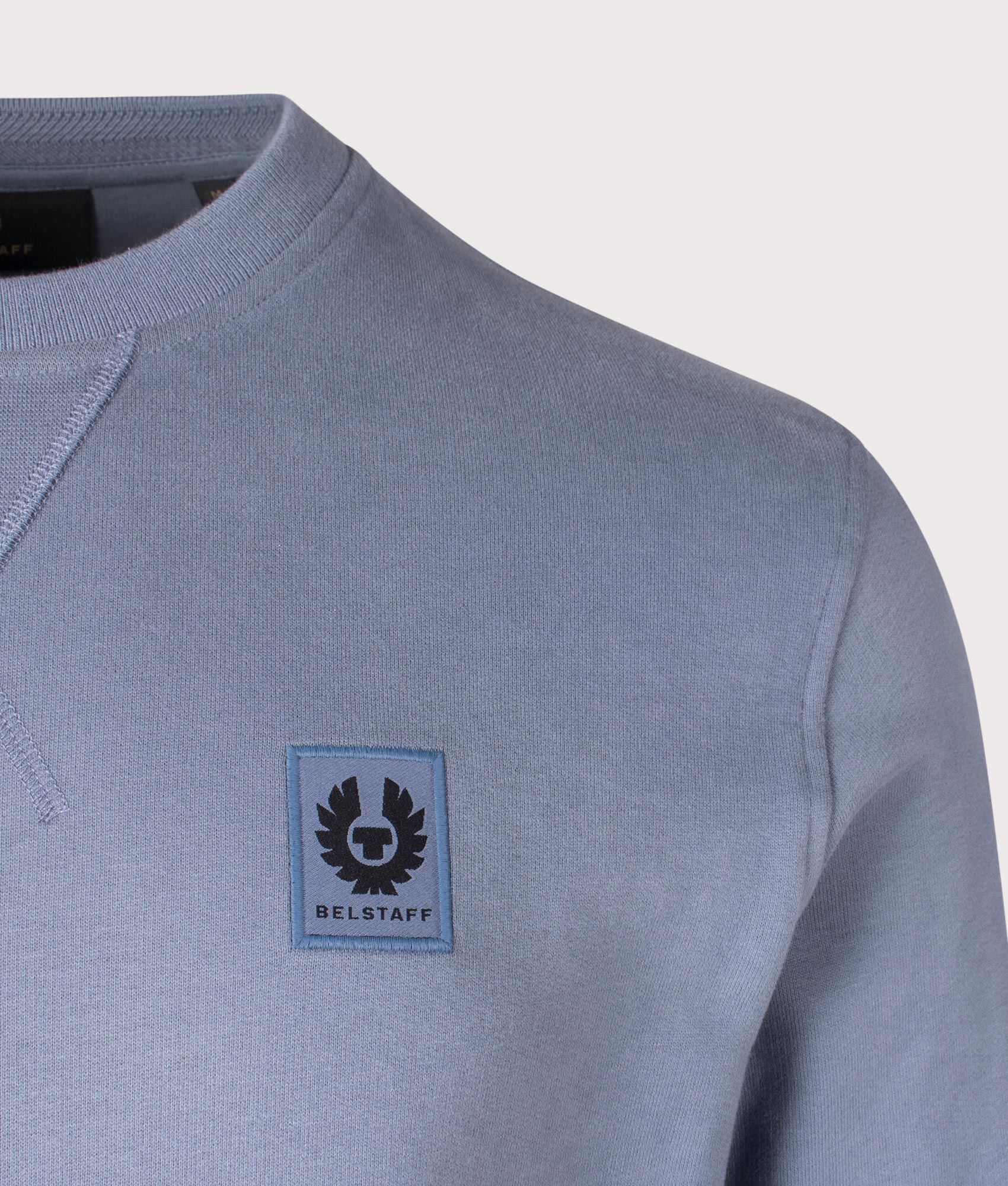 Belstaff Sweatshirt in Blue Flint, 100% Cotton. At EQVVS Menswear. Front logo  shot