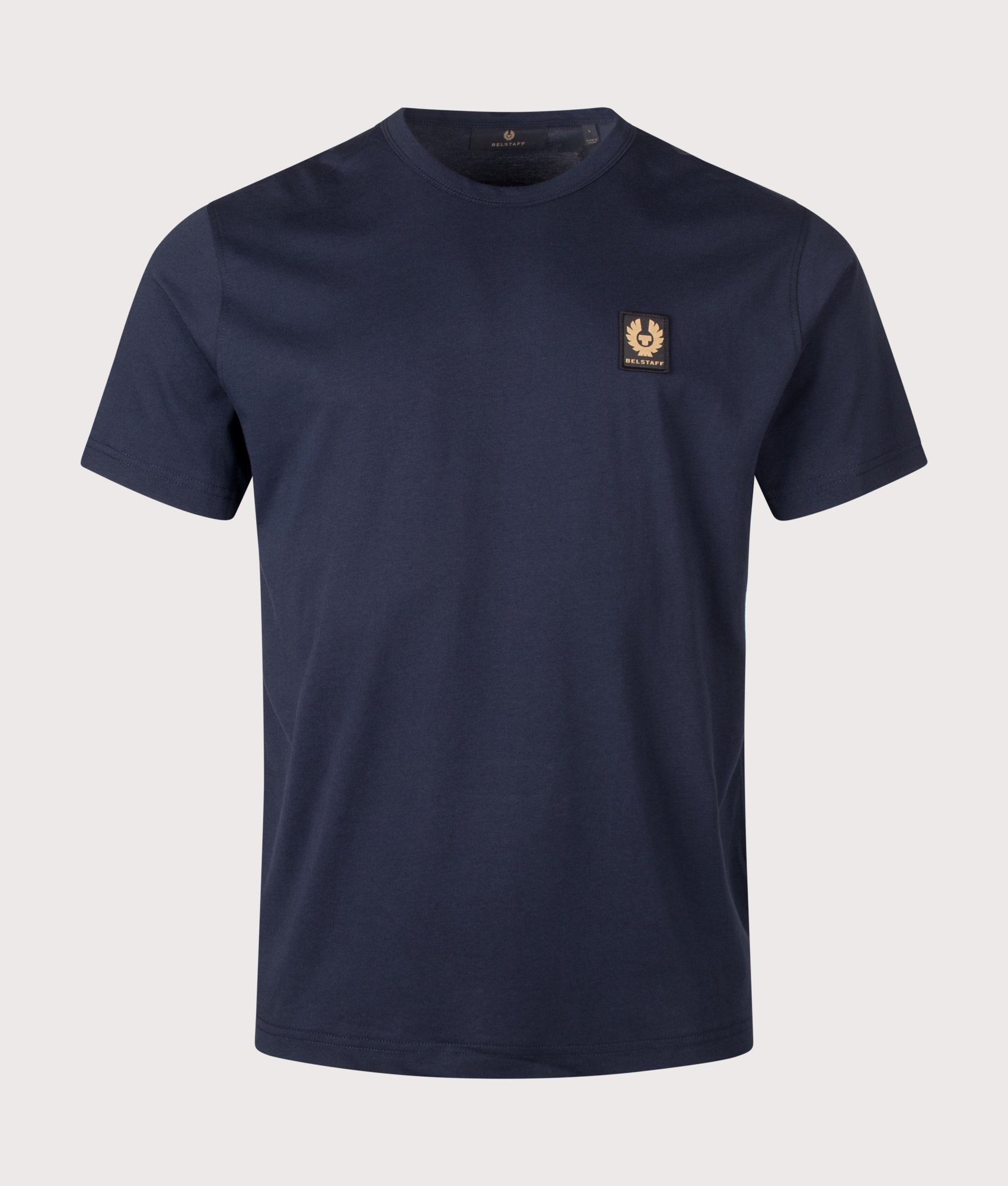 Belstaff Regular Fit Belstaff T-Shirt in Dark Ink at EQVVS Menswear. Front shot.