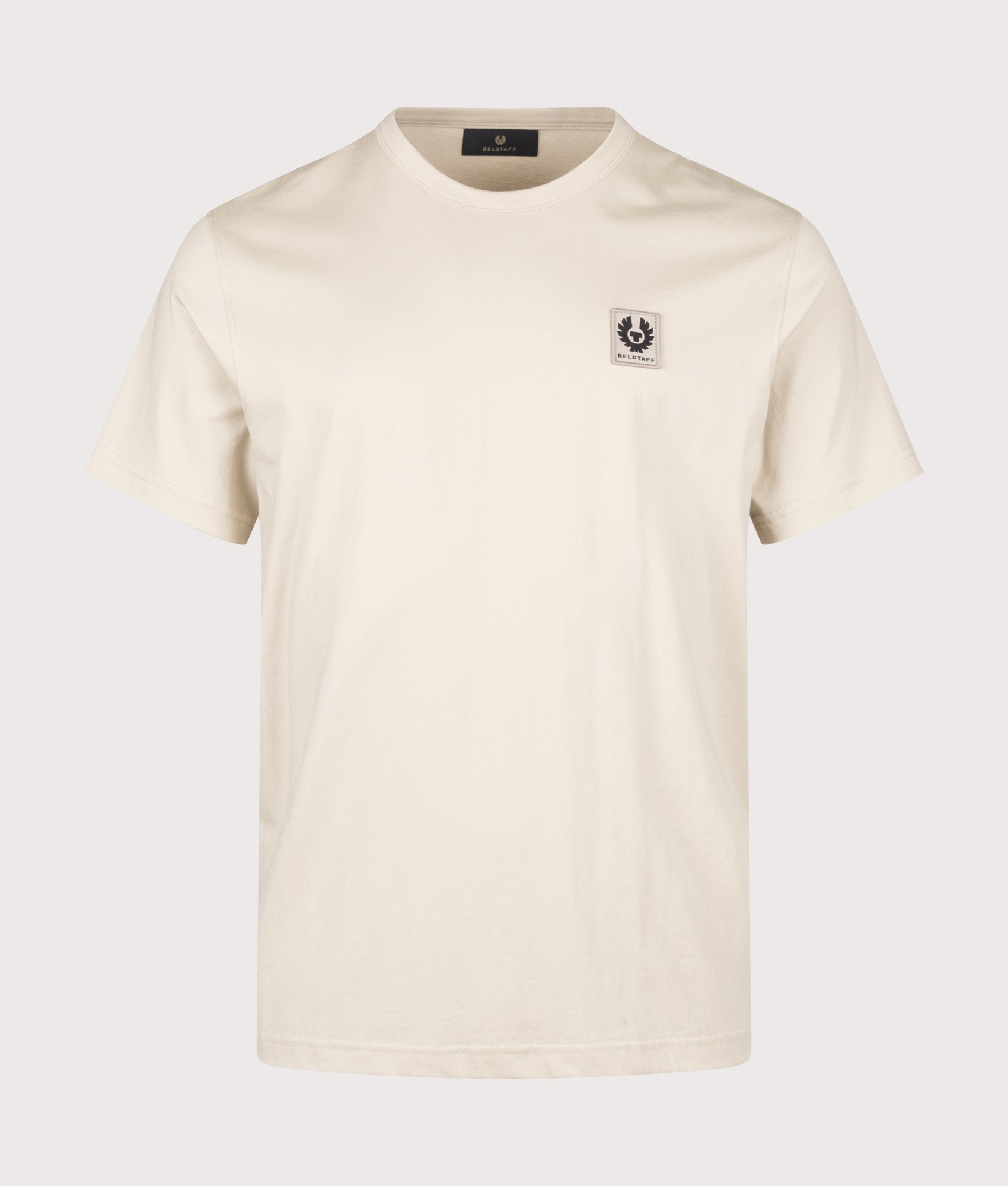 Belstaff Regular Fit Belstaff T-Shirt in Pale Stone at EQVVS Menswear. Front shot.