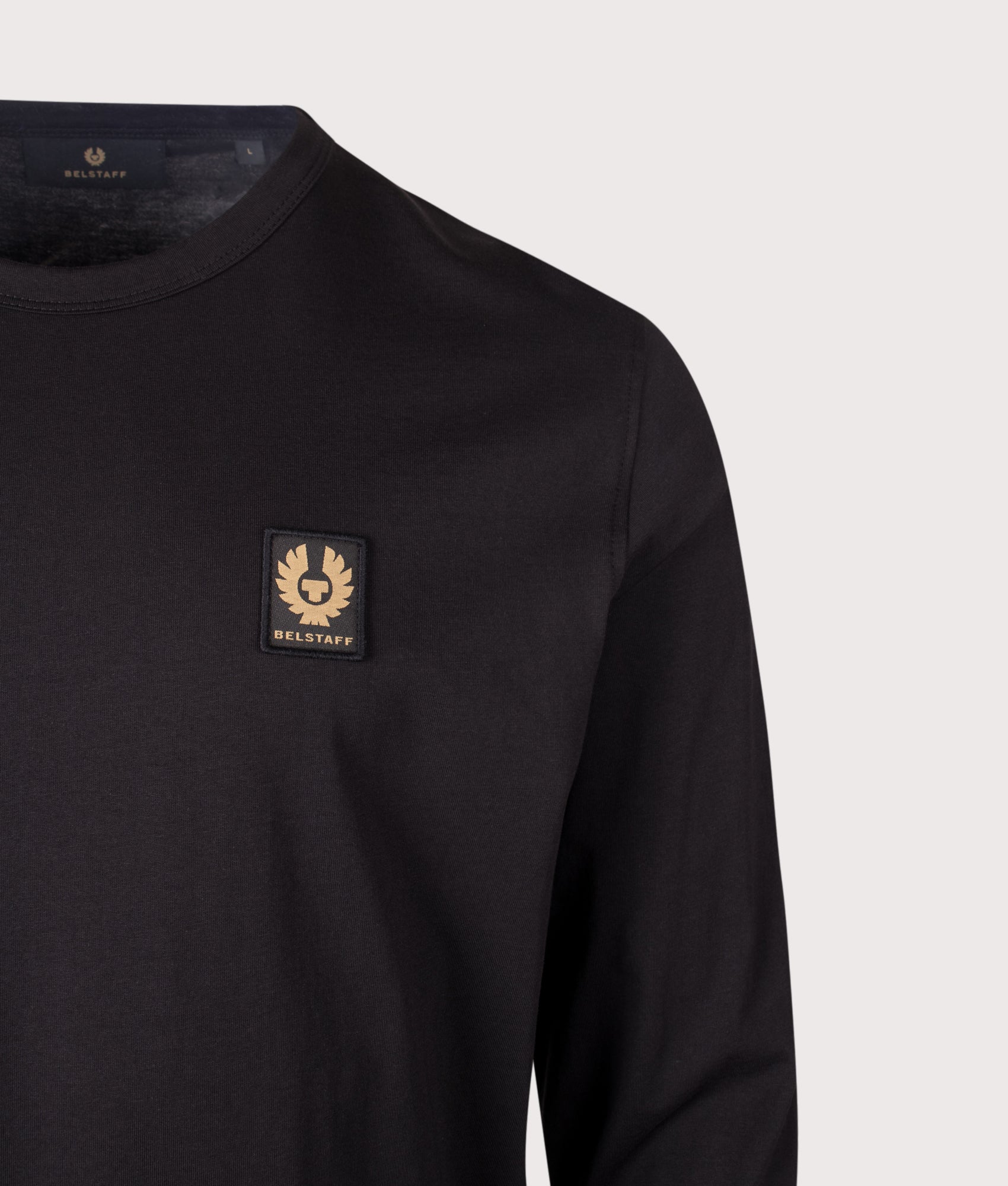 Belstaff Regular Fit Belstaff Long Sleeved T-Shirt in Black at EQVVS Menswear. Back shot.