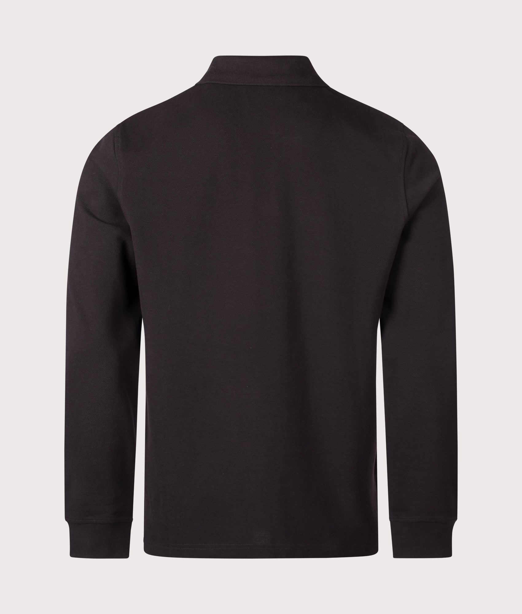 Belstaff Regular Fit Belstaff Long Sleeved Polo Shirt in Black at EQVVS Menswear. Back shot.