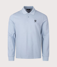 Regular Fit Belstaff Long Sleeved Polo Shirt: Mist Blue 