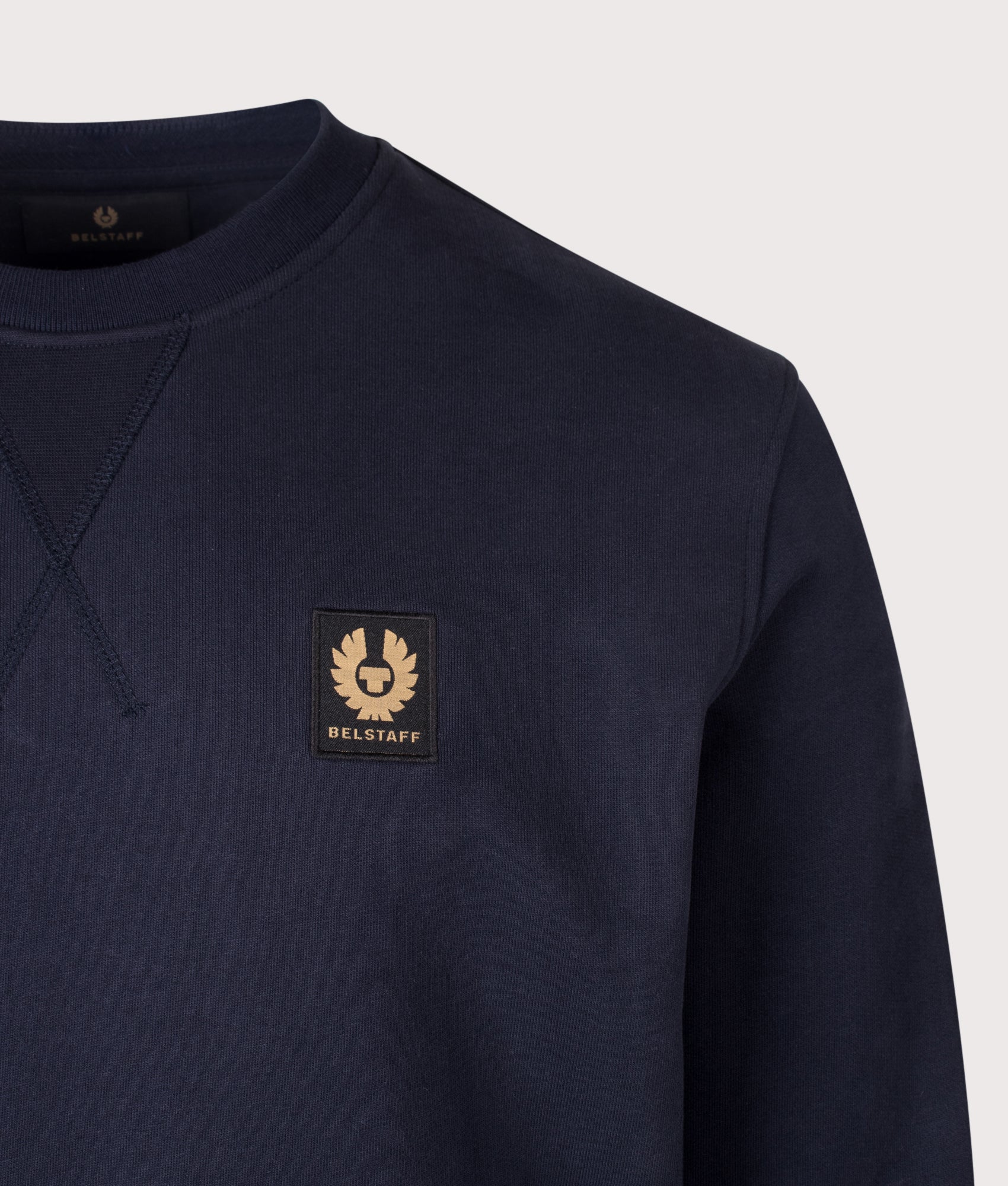 Belstaff Regular Fit Belstaff Sweatshirt in Dark Ink at EQVVS Menswear. Detail shot.