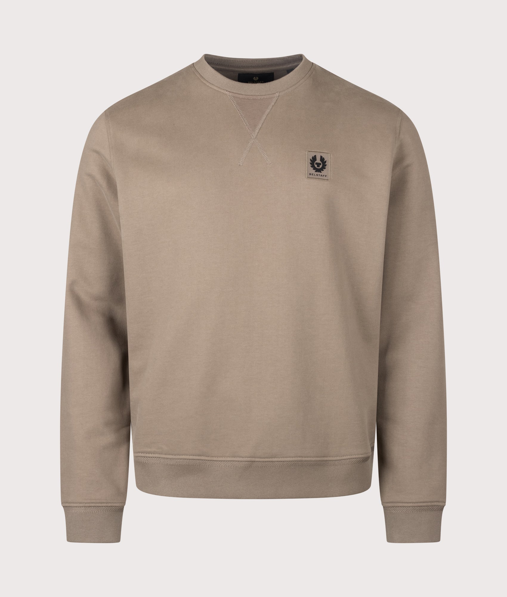 Belstaff Regular Fit Belstaff Sweatshirt in Dusty Taupe at EQVVS Menswear. Front shot.