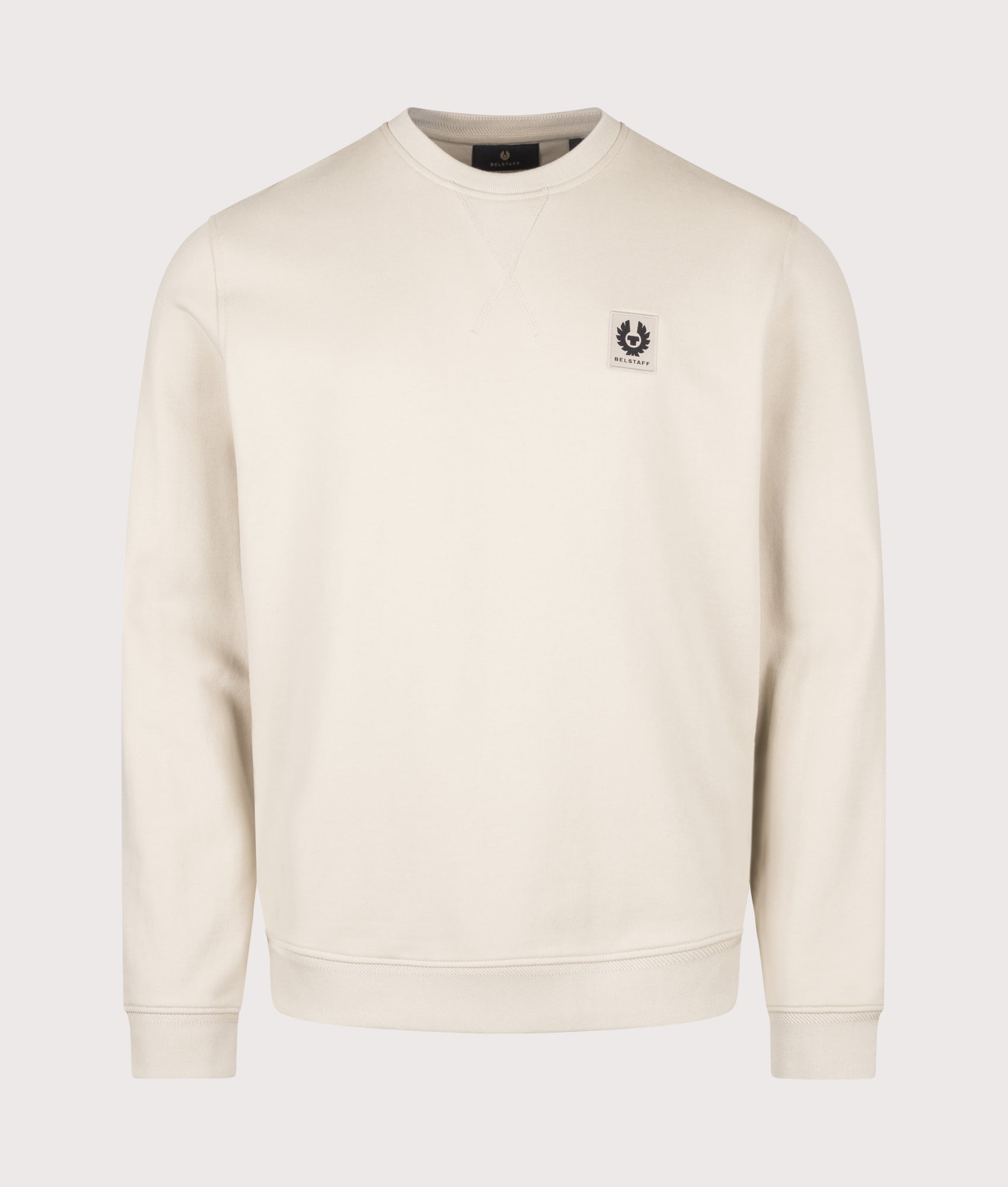 Belstaff Regular Fit Belstaff Sweatshirt in Pale Stone at EQVVS Menswear. Front shot.
