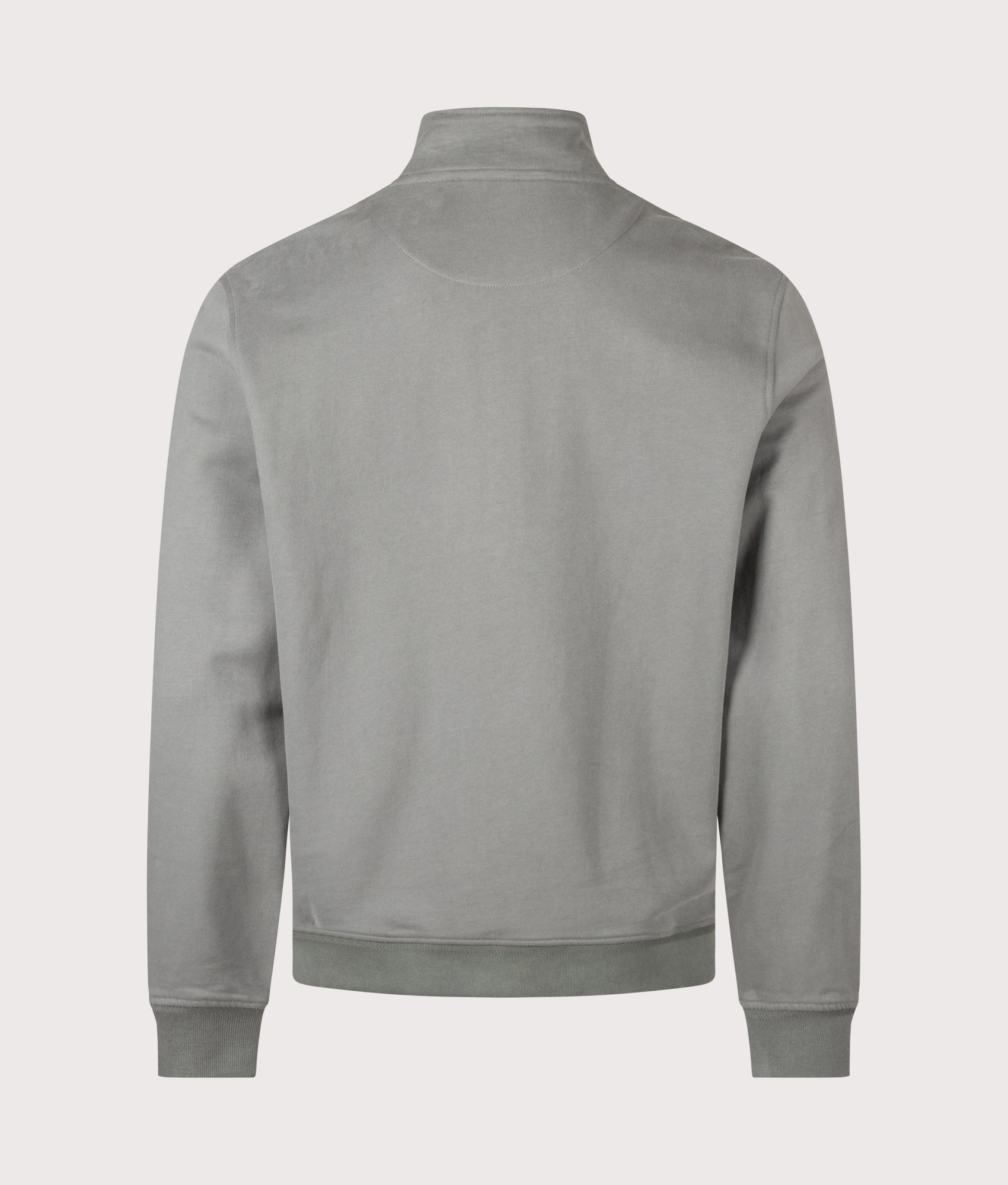 Belstaff Regular Fit Belstaff Quarter Zip Sweatshirt in Atlantic Grey at EQVVS Menswear. Back shot.