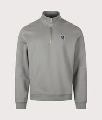 Regular Fit Belstaff Quarter Zip Sweatshirt: Atlantic Grey 