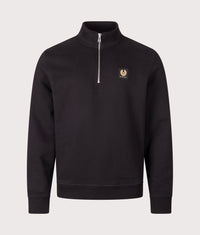Regular Fit Belstaff Quarter Zip Sweatshirt: Black 