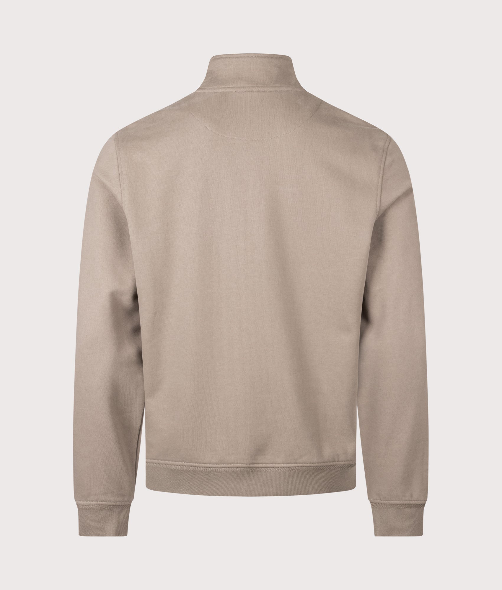 Belstaff Regular Fit Belstaff Quarter Zip Sweatshirt in Dusty Taupe at EQVVS Menswear. Back shot.
