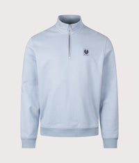 Regular Fit Belstaff Quarter Zip Sweatshirt: Mist Blue 