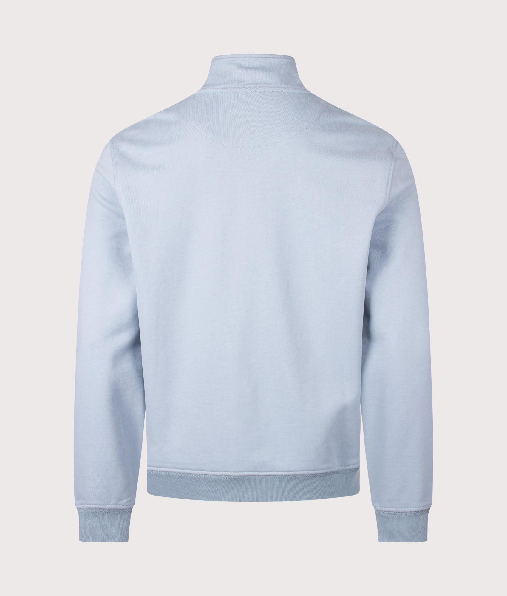 Belstaff Regular Fit Belstaff Quarter Zip Sweatshirt in Mist Blue at EQVVS Menswear. Back shot.