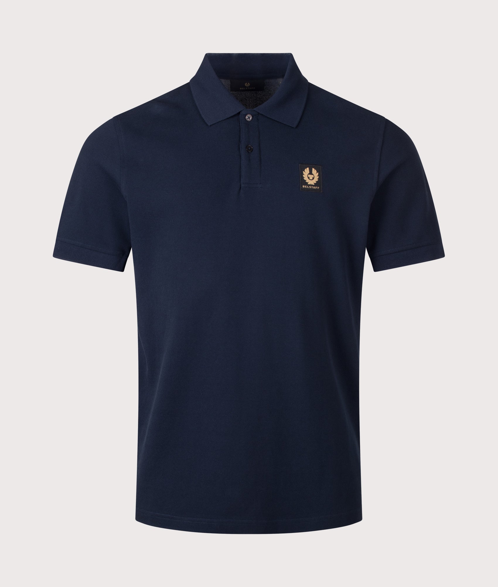 Belstaff Regular Fit Belstaff Polo Shirt in Dark Ink at EQVVS Menswear. Front shot.