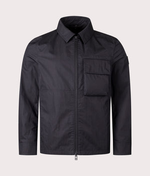 Belstaff Runner Overshirt In black zipped front shot at EQVVS