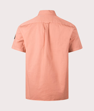 Belstaff Scale Short Sleeve Shirt in rust pink back shot by EQVVS