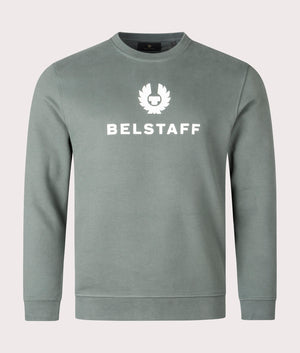 Belstaff Signature Crewneck Sweatshirt In Mineral green front shot at EQVVS