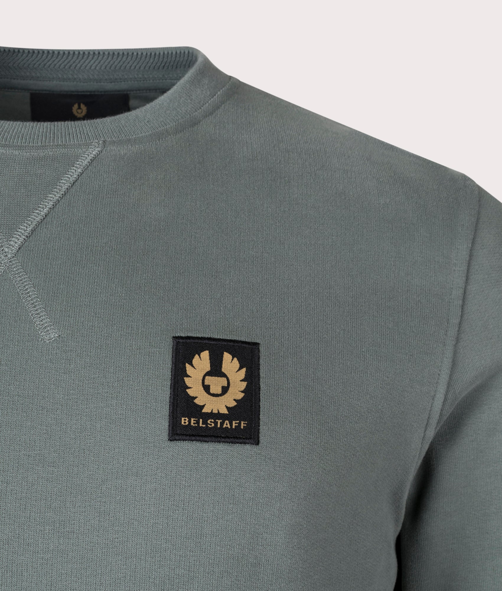 Belstaff Sweatshirt in Mineral Green Detail Shot at EQVVS