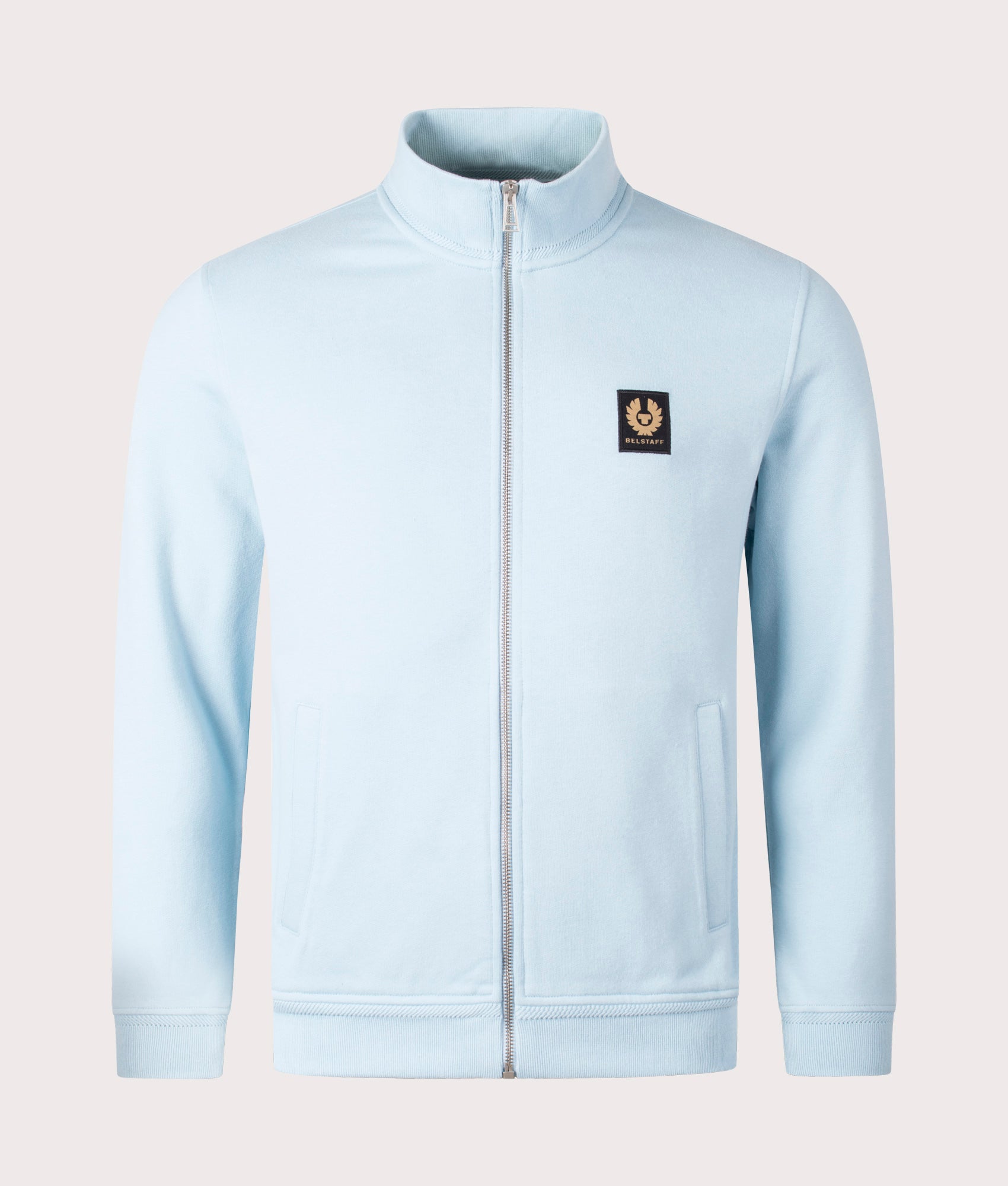 Belstaff Full Zip Sweatshirt in skyline blue front shot at EQVVS