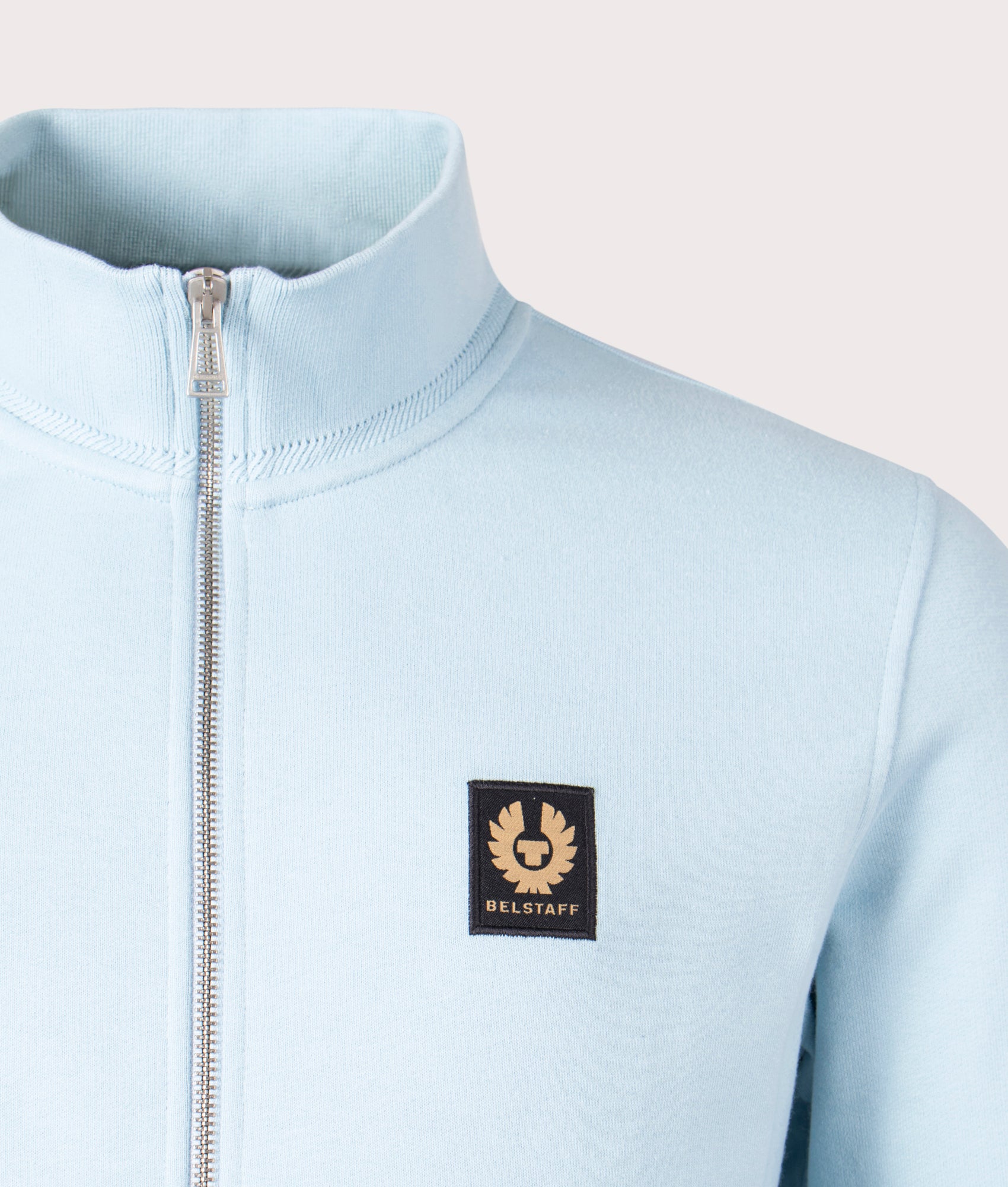 Belstaff Full Zip Sweatshirt in skyline blue Detail shot at EQVVS