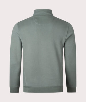 Belstaff Quarter Zip Sweatshirt in mineral green back shot at eqvvs