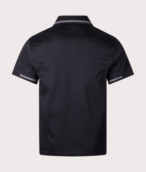 Belstaff Graph Zip Polo Shirt in Black with Zip detail back shot at EQVVS