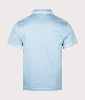 Belstaff Graph Zip Polo Shirt in skyline blue with zip detail back shot at EQVVS