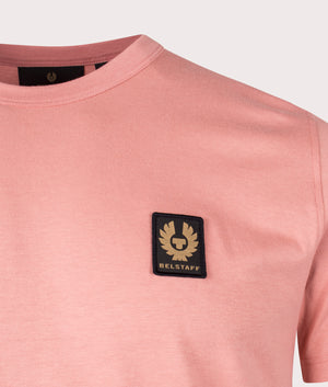 Belstaff T-Shirt in rust pink detial shot at EQVVS