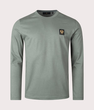 Belstaff Long Sleeved T-Shirt In mineral green front shot at EQVVS