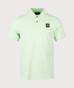 Belstaff Polo Shirt in leaf green front shot at EQVVS