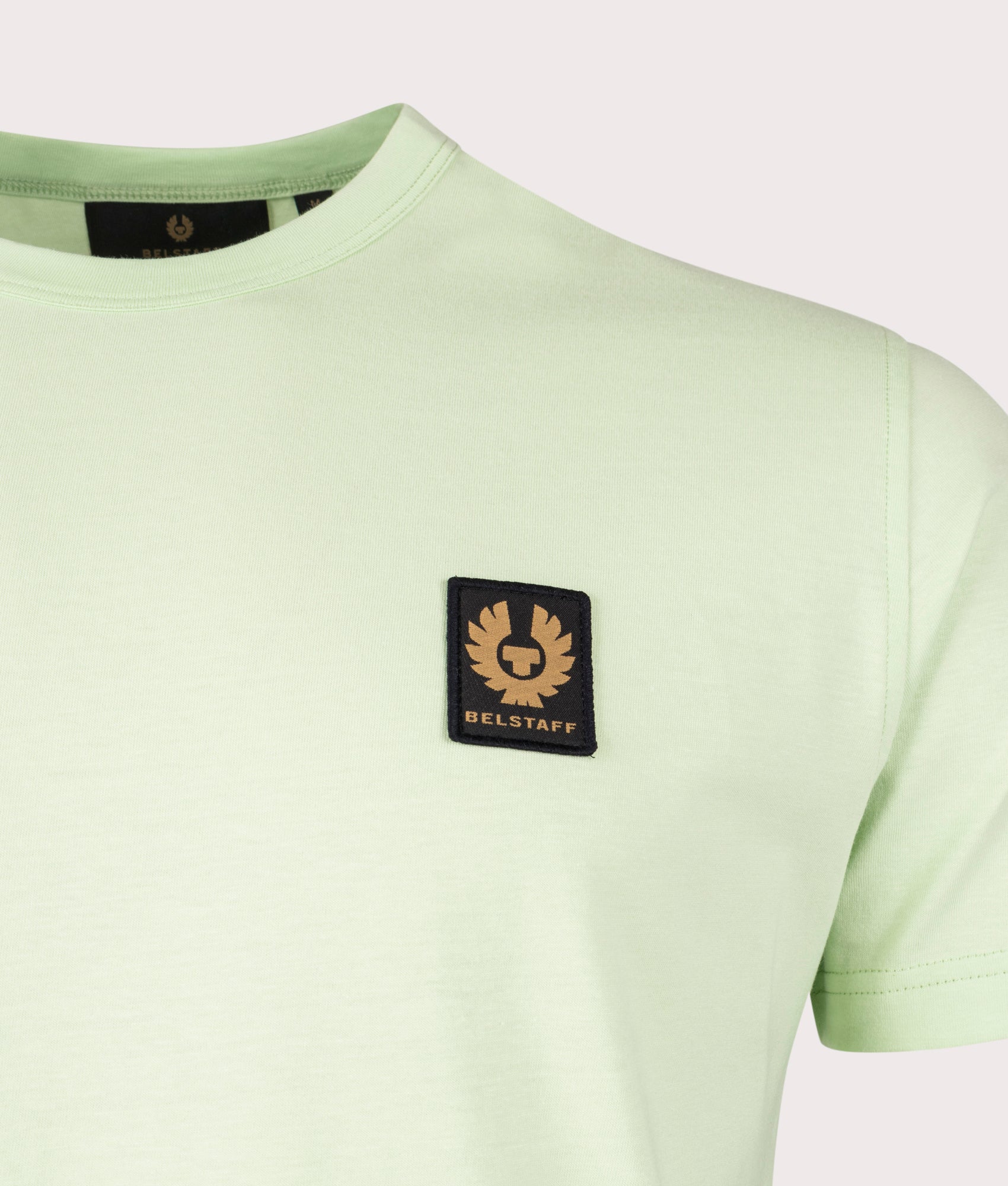 Belstaff T-Shirt in new leaf green detail shot at EQVVS