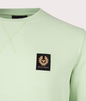 Belstaff Sweatshirt in new leaf green detail shot at EQVVS