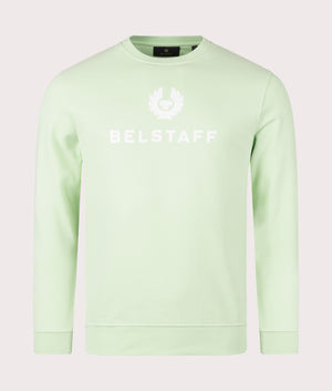 Belstaff Signature Crewneck Sweatshirt in new leaf green front shot at EQVVS