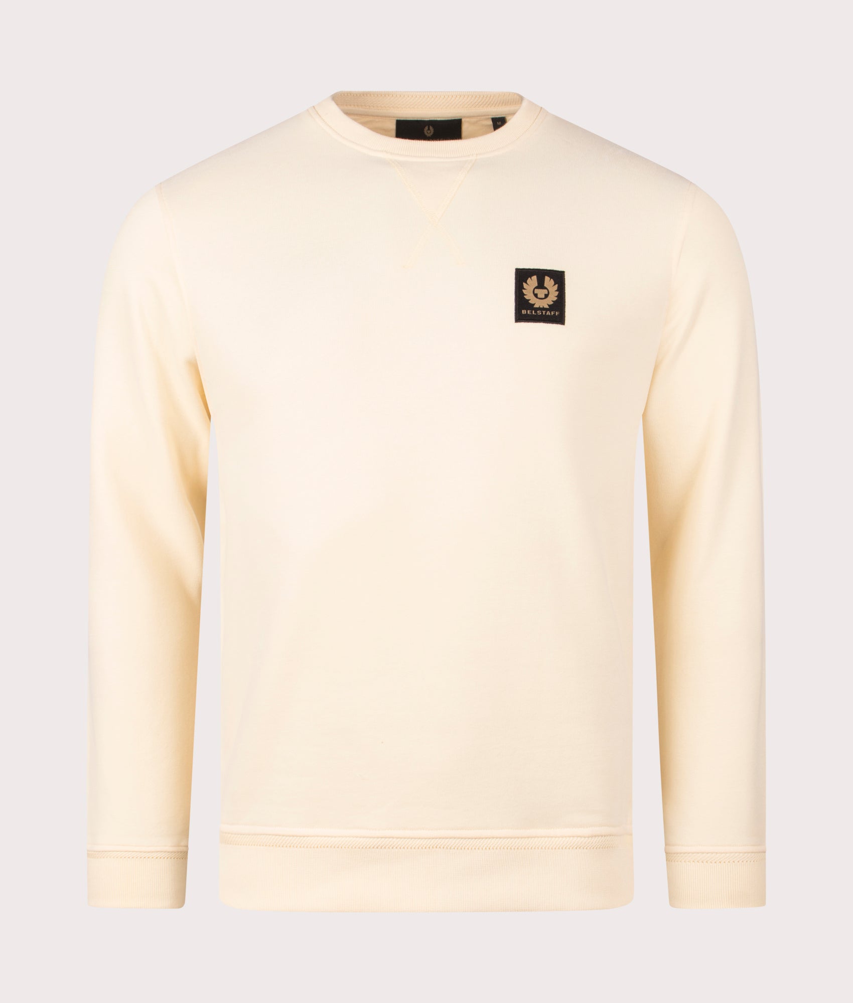 Belstaff Sweatshirt in yellow sand front shot at EQVVS
