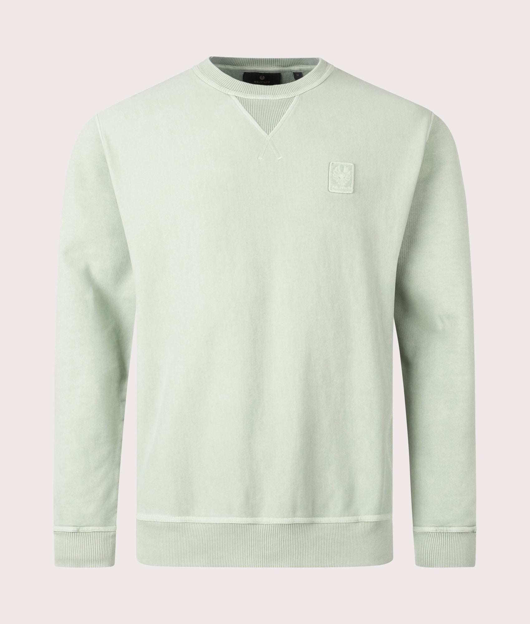 Belstaff Mineral Outliner Sweatshirt in echo green front shot at EQVVS