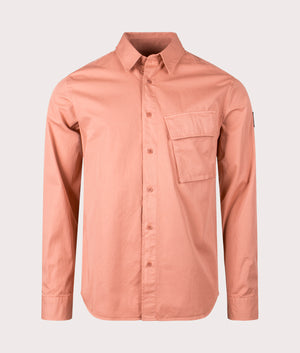 Belstaff Scale Shirt in rust pink front button shot at EQVVS