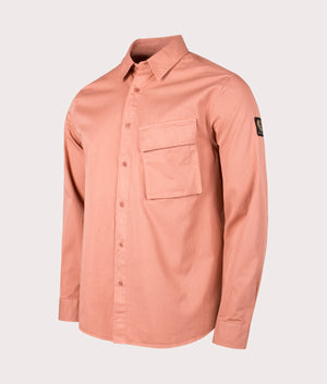 Belstaff Scale Shirt in rust pink side front shot at EQVVS