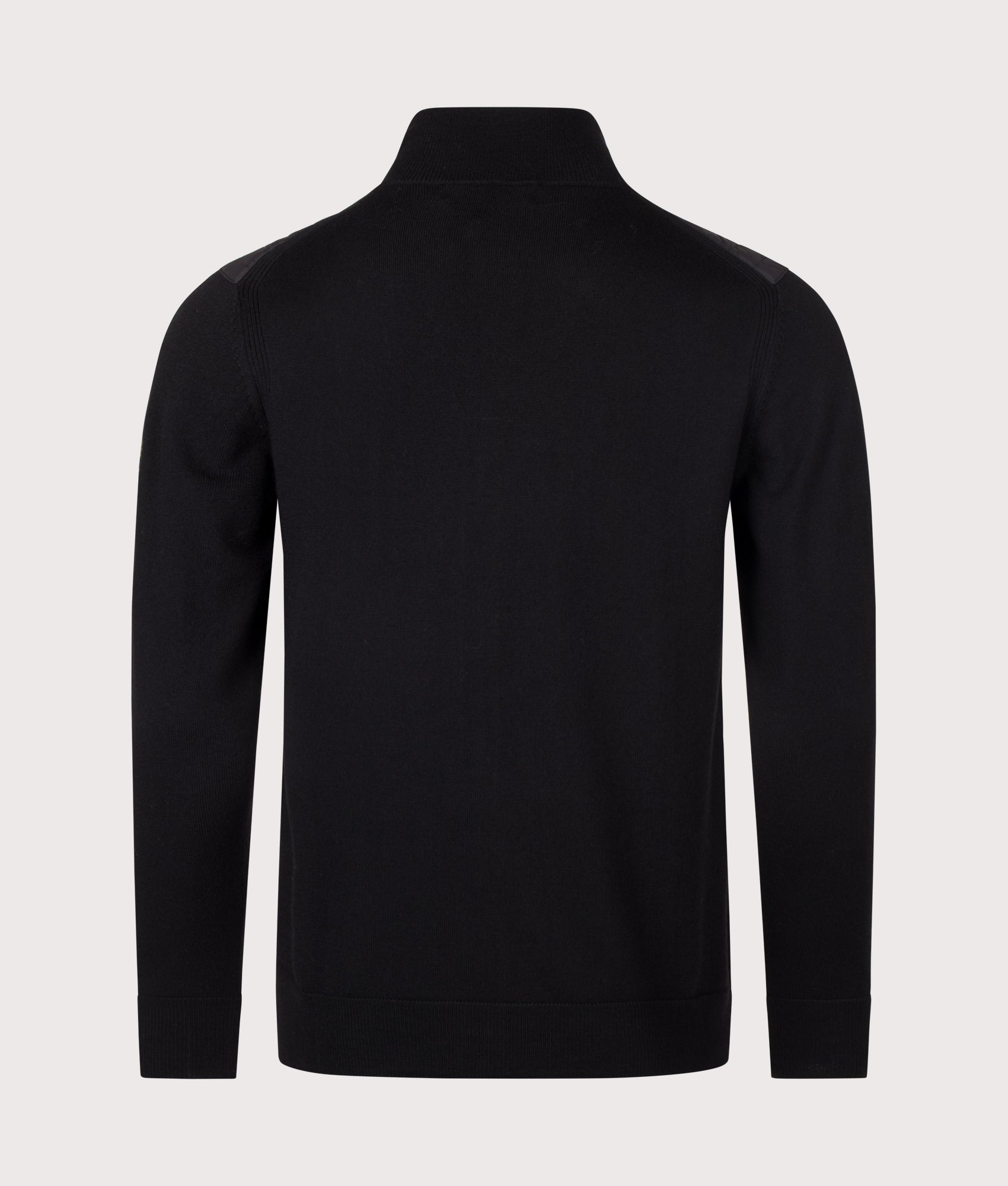 Belstaff Regular Fit Kelbrook Zip Cardigan in Black at EQVVS Menswear. Back shot.